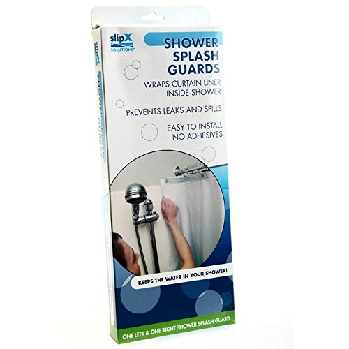 SlipX Solutions Shower Curtain Splash Guards Holds Liner Flush to Wall to Keep Water Inside Your Shower (Easy to Install, Adhesive-Free, 2 Guards per Pack)
