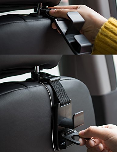 Magic Headrest Hooks for Car, Purse Hanger Headrest Hook Holder for Car Seat Organizer, Behind Over the Seat Car Hooks-Hang Purse or Grocery Bags-Black-4Pack (black)