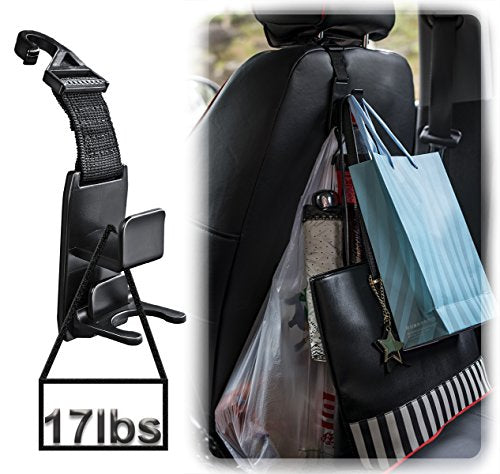 Magic Headrest Hooks for Car, Purse Hanger Headrest Hook Holder for Car Seat Organizer, Behind Over the Seat Car Hooks-Hang Purse or Grocery Bags-Black-4Pack (black)