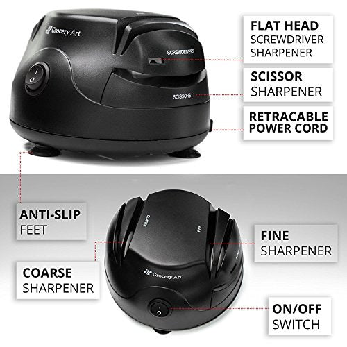 THIS ELECTRIC KNIFE SHARPENER THAT ALSO WORKS ON SCISSORS AND SCREWDRIVERS