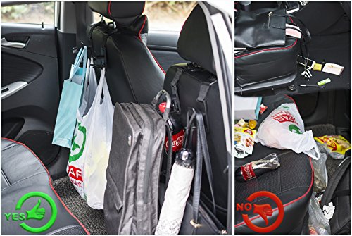Magic Headrest Hooks for Car, Purse Hanger Headrest Hook Holder for Car Seat Organizer, Behind Over the Seat Car Hooks-Hang Purse or Grocery Bags-Black-4Pack (black)