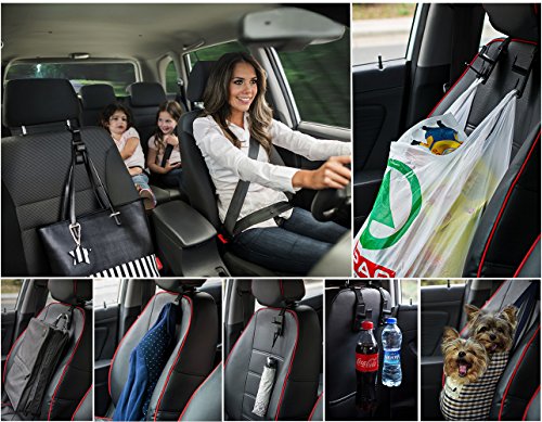 Magic Headrest Hooks for Car, Purse Hanger Headrest Hook Holder for Car Seat Organizer, Behind Over the Seat Car Hooks-Hang Purse or Grocery Bags-Black-4Pack (black)