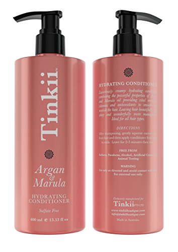 Tinkii Organic Argan & Maurla Oil Hydrating Shampoo and Conditioner Set (2 x 13.5oz) - Sulfate Free Salon Quality - Gentle & Moisturizing For Dry, Damaged & Color Treated Hair