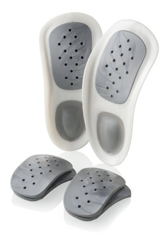 THESE ORTHOTICS FEATURE CUSTOM INSERTS INCLUDING ONE FOR REFLEXOLOGY