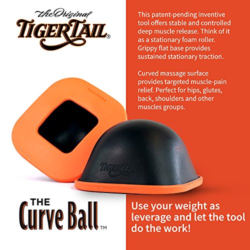 Tiger Tail Curve Ball - Stationary Foam Roller - Deep Tissue Massage Ball - Stable and Controlled  for Sore Muscles - Perfect Trigger Point Release Massager For Back, Legs, Shoulder, Glutes, and More