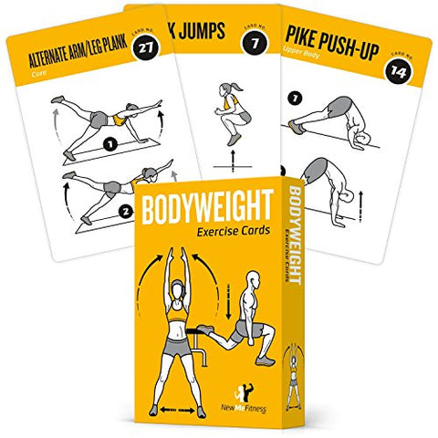 EXERCISE CARDS BODYWEIGHT - Home Gym Workout Personal Trainer Fitness Program Guide Tones Core Ab Legs Glutes Chest Bicepts Total Upper Body Workouts Calisthenics Training Routine