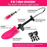 Shoe Stretcher Women Shoe Tree Widener, Pair of 4-way Adjustable Expander Stretch Length Width Height, Tough Plastic & Metal, 8 Bunion Plugs Included, Pink for Women's Shoes Size US 5.5-10