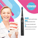 Fairywill Travel Electric Toothbrush Clean as Dentist Rechargeable Sonic Toothbrush with Timer 5 Optional Modes Waterproof Crystal Black, Travel Case Included Travel Friendly