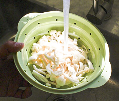 A COLLAPSIBLE COLANDER AND STEAMING BOWL WITH LID