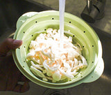 A COLLAPSIBLE COLANDER AND STEAMING BOWL WITH LID