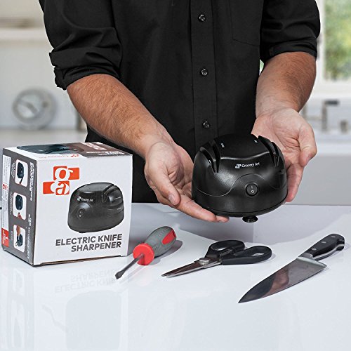 THIS ELECTRIC KNIFE SHARPENER THAT ALSO WORKS ON SCISSORS AND SCREWDRIVERS