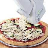 A DEVICE THAT SHREDS OR CHOPS INGREDIENTS RIGHT ONTO PIZZA AND SALADS