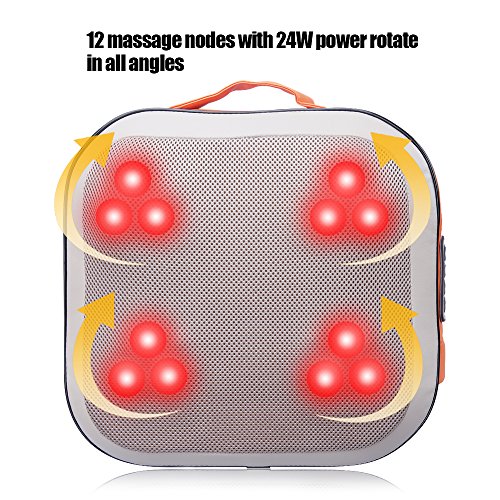 Tomight Shiatsu Massager,Massage Pillow with 12 Heat Kneading Balls for Relieve Neck/Shoulders/Back/Legs Pain (Beige)